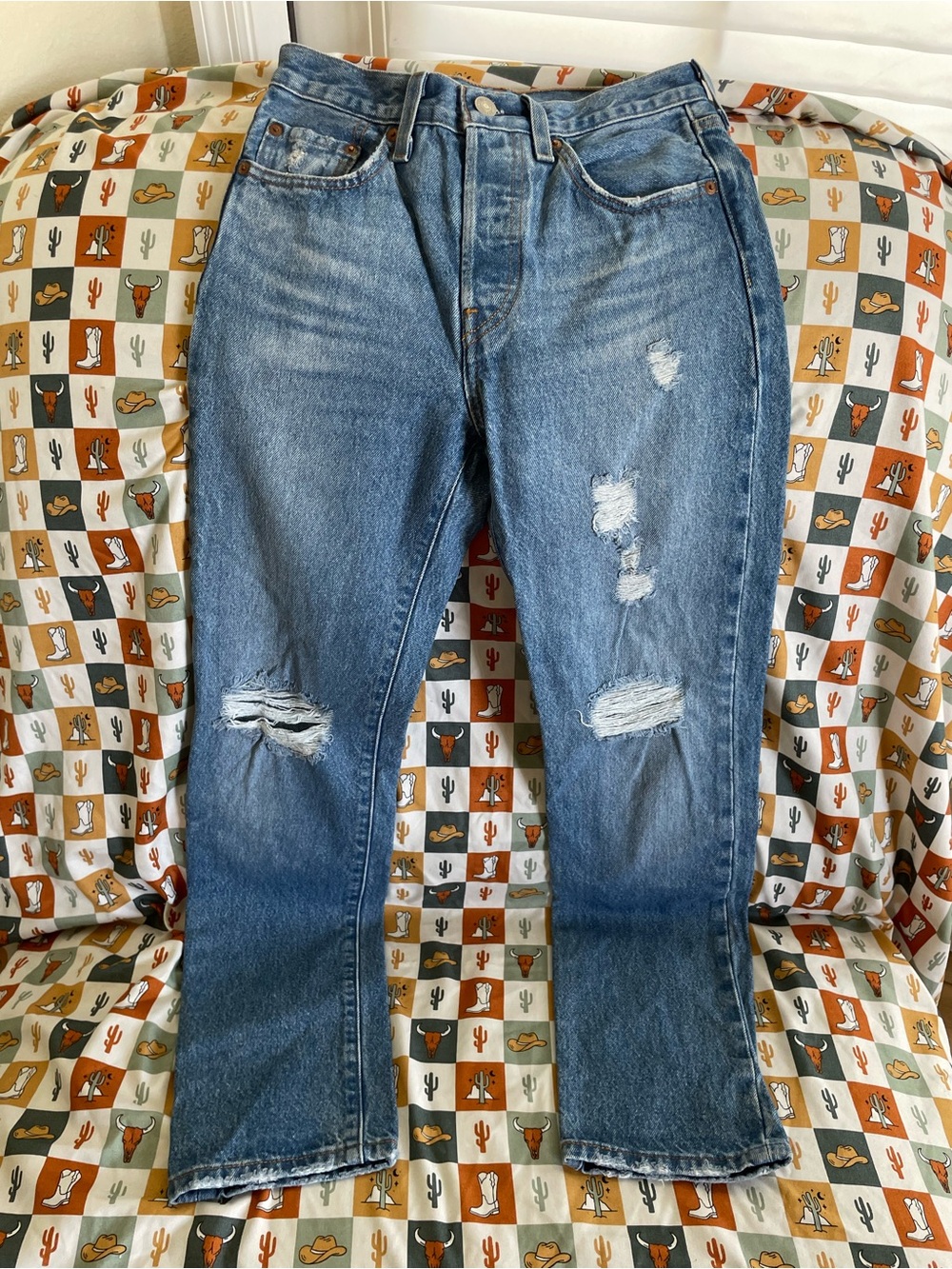 Levi's Distressed Medium Blue Jeans